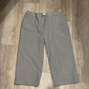 Chico's Black White Gingham Houndstooth Wide Leg Pants Capris Career Size 2/12